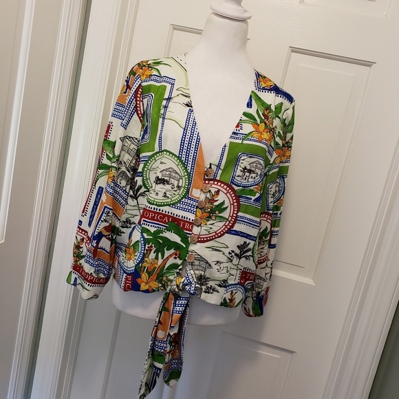 NWT Joie Linen Blend Top Size Large, Fun, Resort Wear - Picture 1 of 11